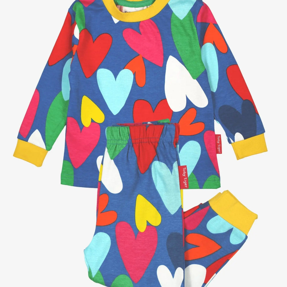 Organic Heart Print Pyjamas Toby Tiger