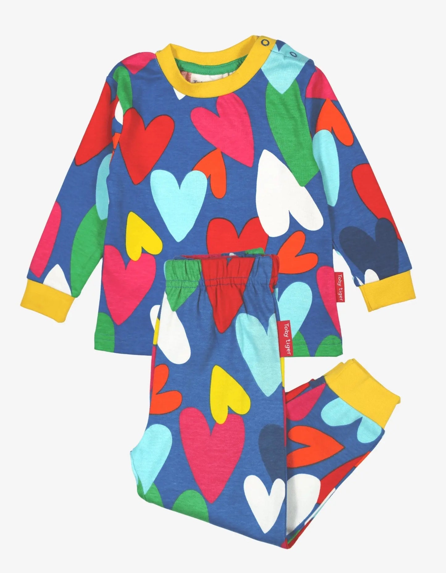 Organic Heart Print Pyjamas Toby Tiger