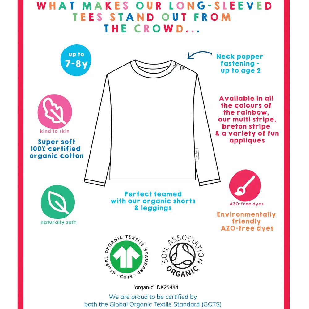 Organic Hedgehog Applique Long-Sleeved T-Shirt Toby Tiger