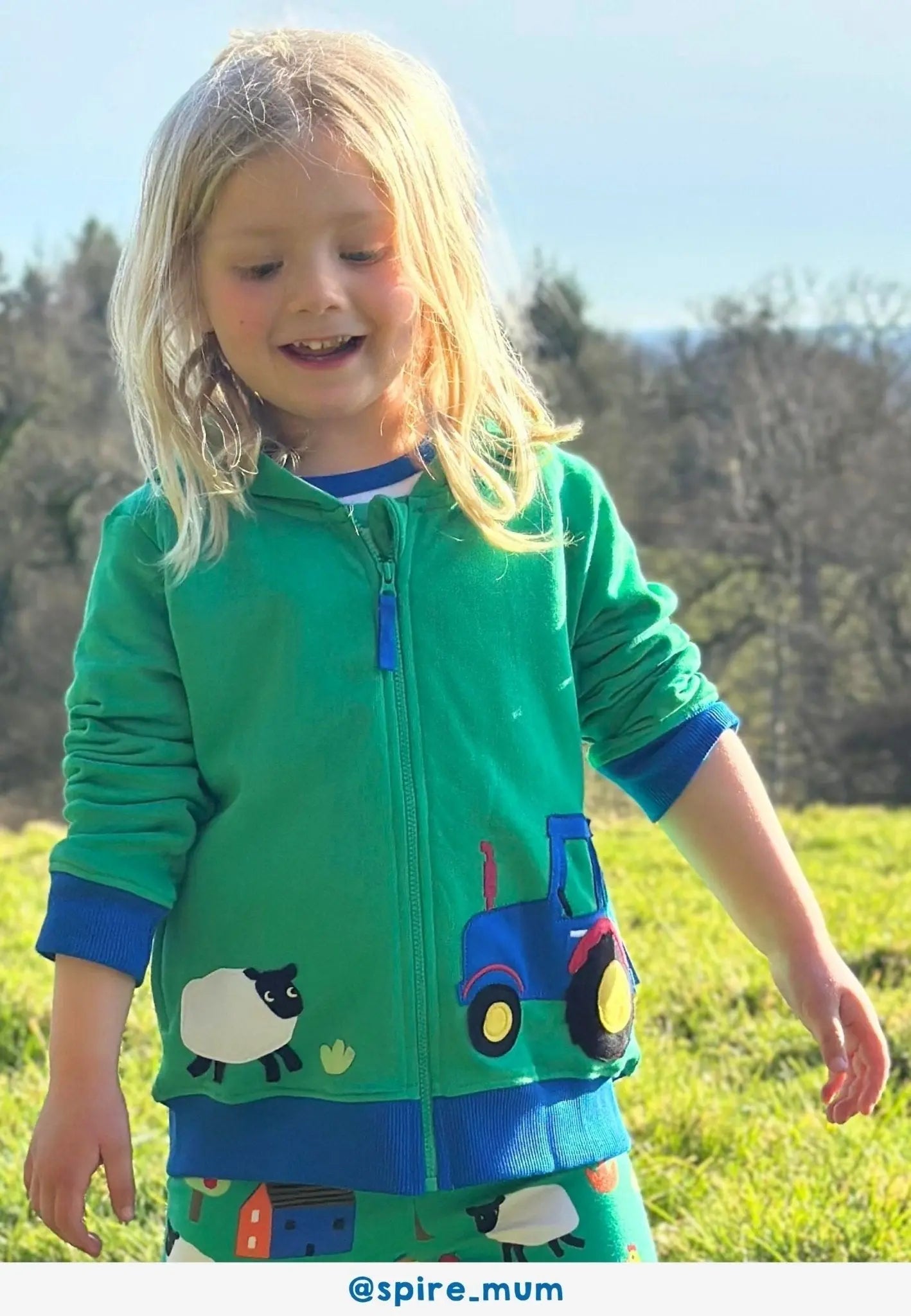Organic Hillside Applique Hoodie Toby Tiger