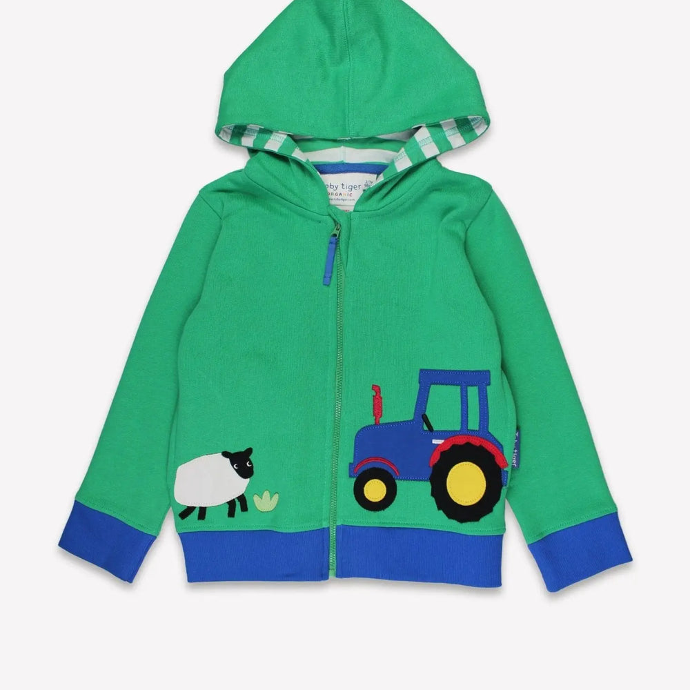 Organic Hillside Applique Hoodie Toby Tiger