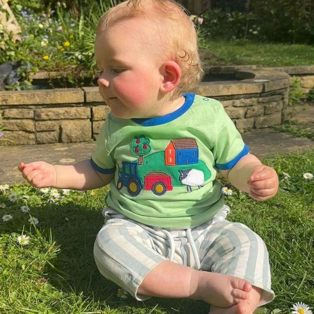 Organic Hillside Applique Short-Sleeved T-Shirt Toby Tiger