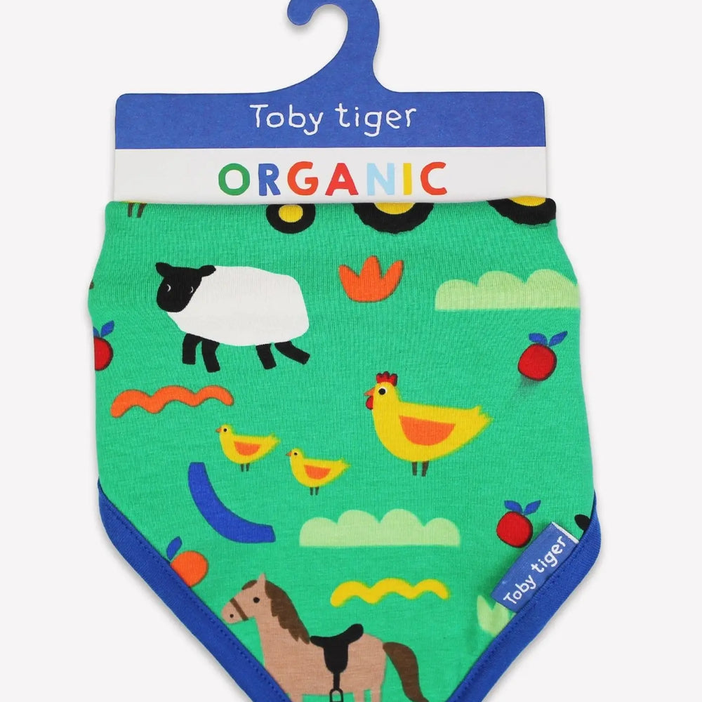 Organic Hillside Farm Print Dribble Bib Toby Tiger