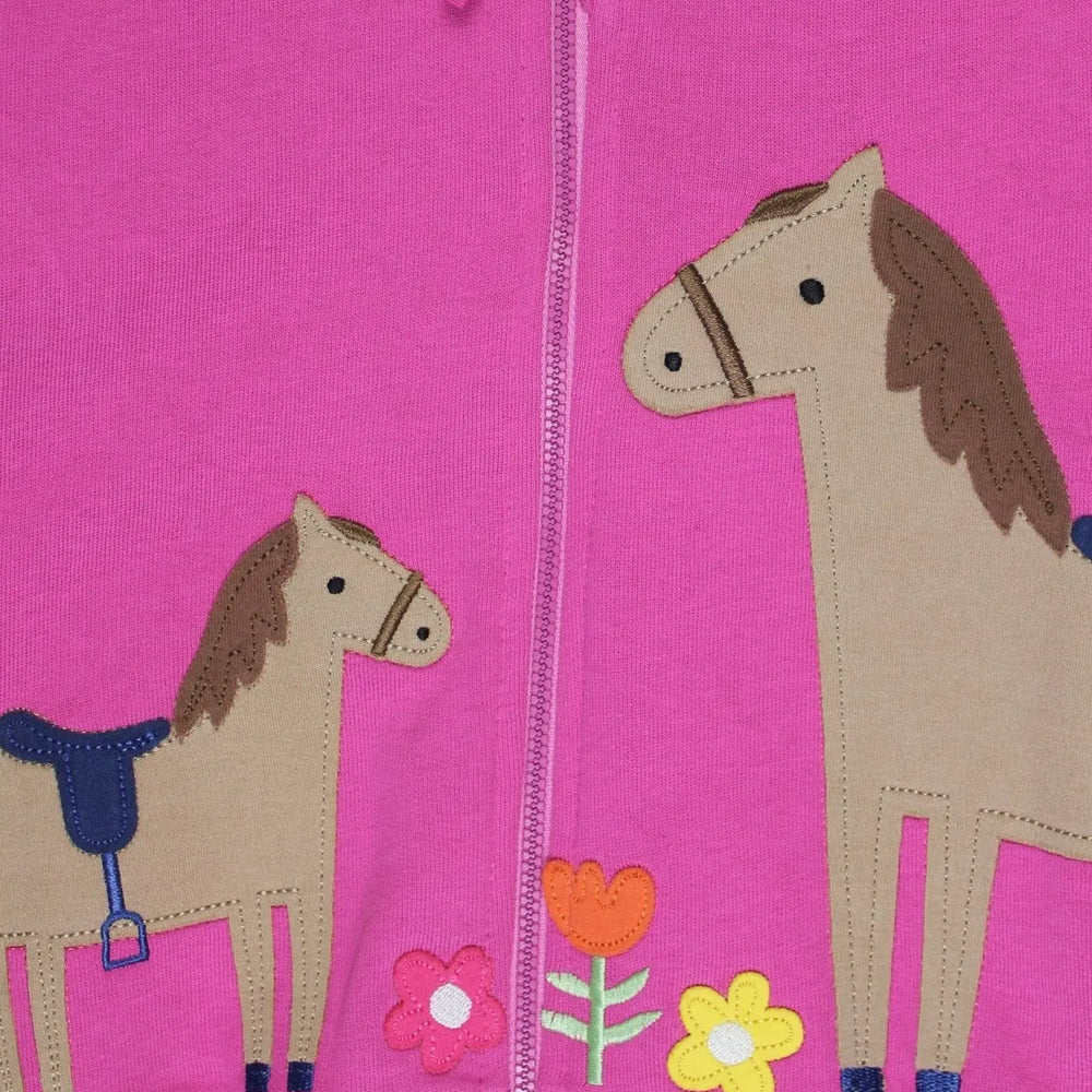 Organic Hillside Pony Applique Hoodie Toby Tiger