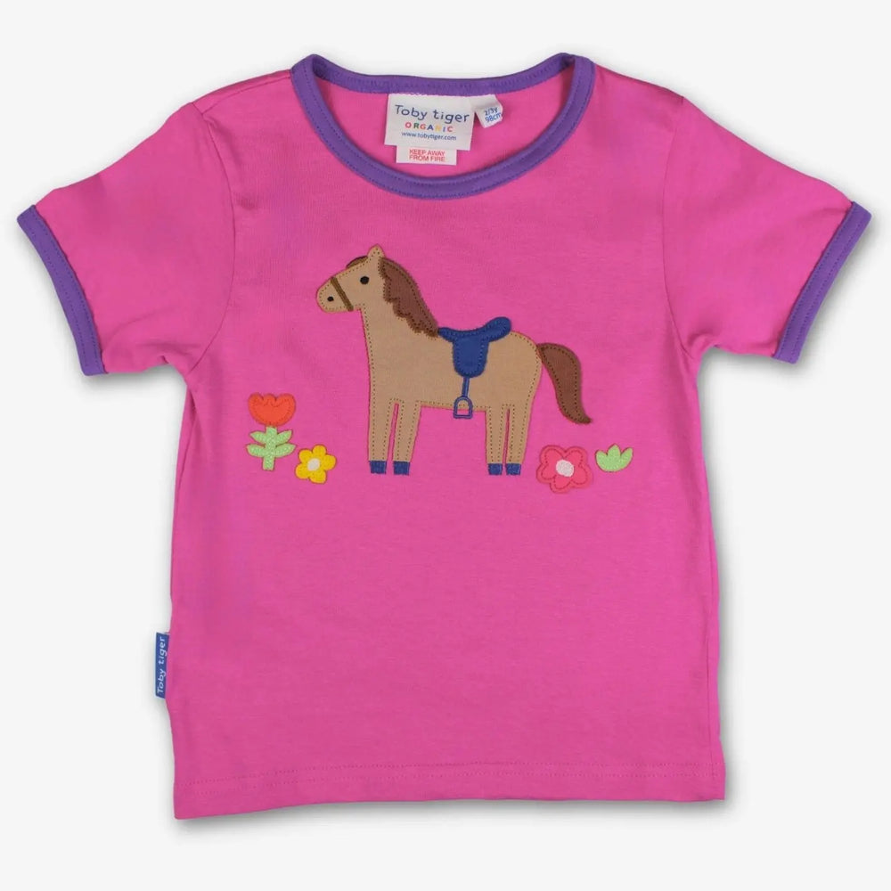 Organic Hillside Pony Applique Short-Sleeved T-Shirt Toby Tiger