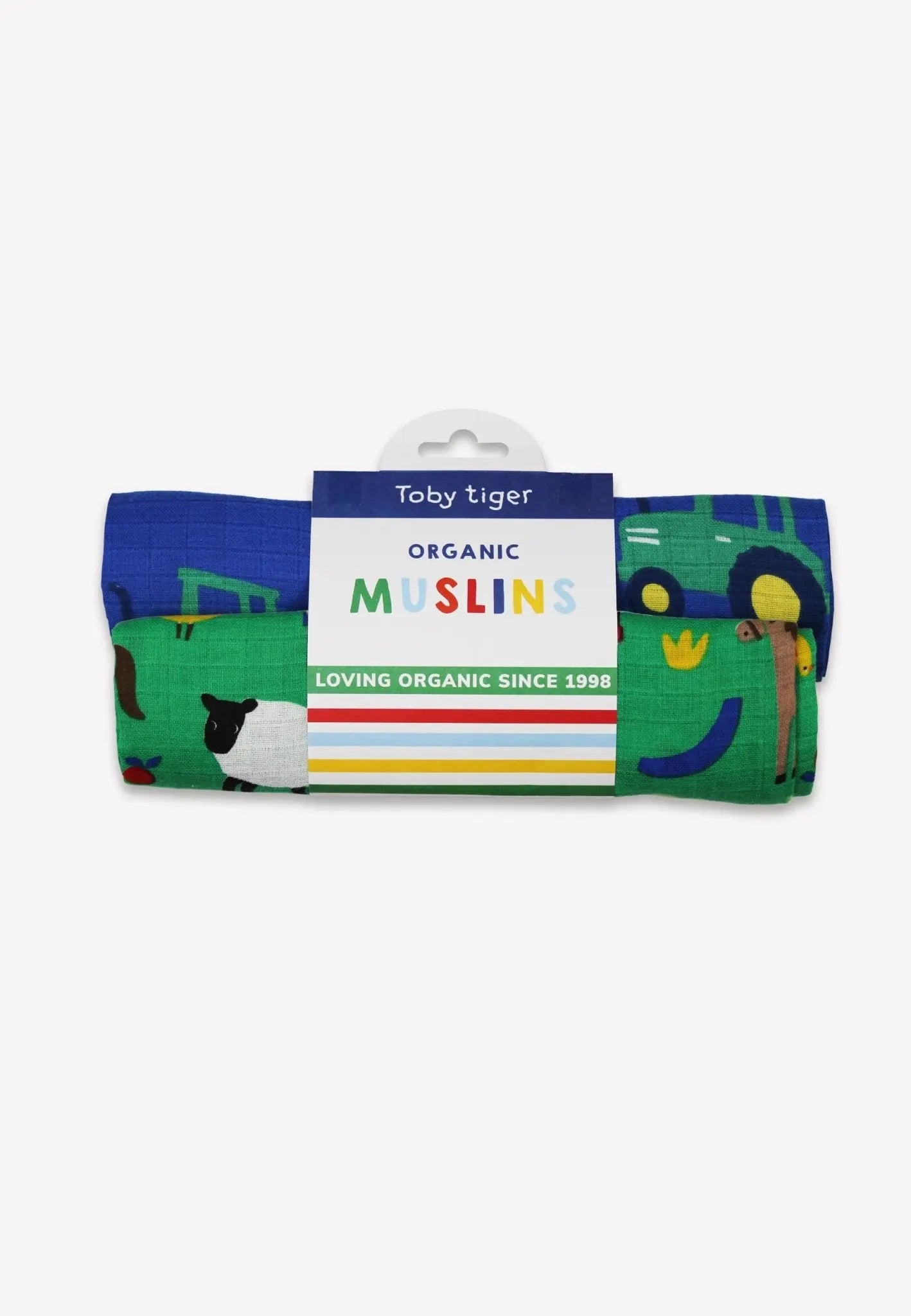 Organic Hillside Print 2 Pack Muslins Toby Tiger
