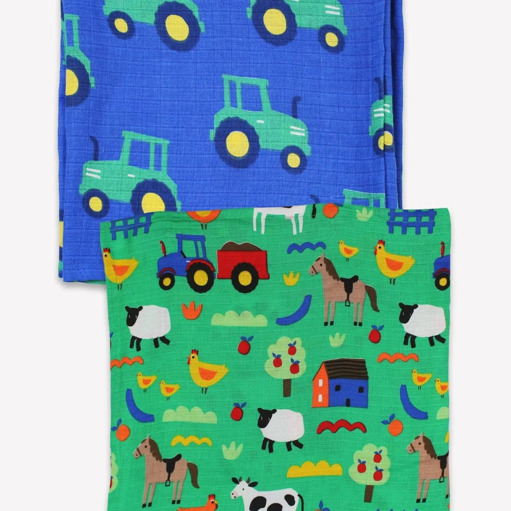Organic Hillside Print 2 Pack Muslins Toby Tiger