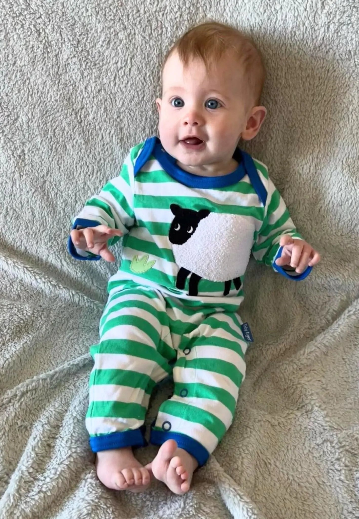 Organic Hillside Sheep Applique Sleepsuit Toby Tiger