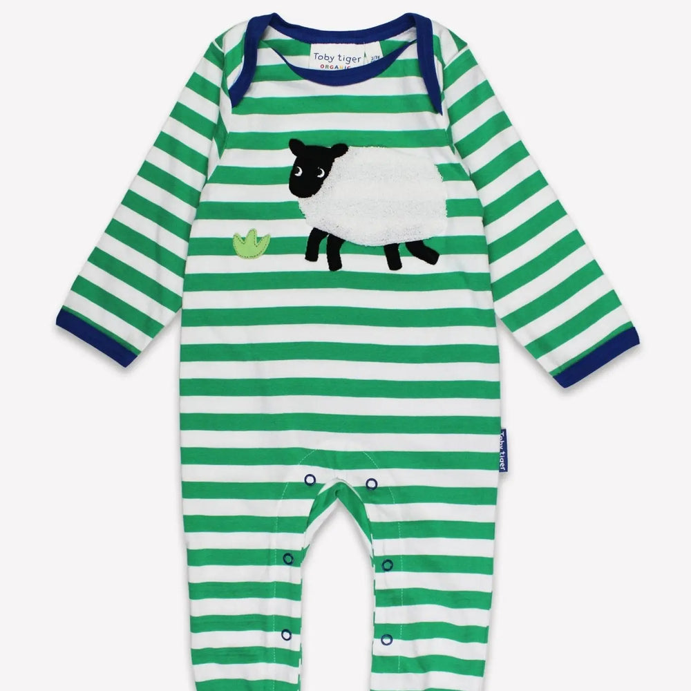 Organic Hillside Sheep Applique Sleepsuit Toby Tiger