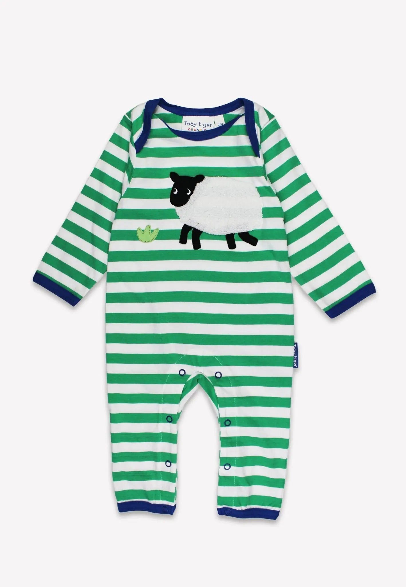 Organic Hillside Sheep Applique Sleepsuit Toby Tiger