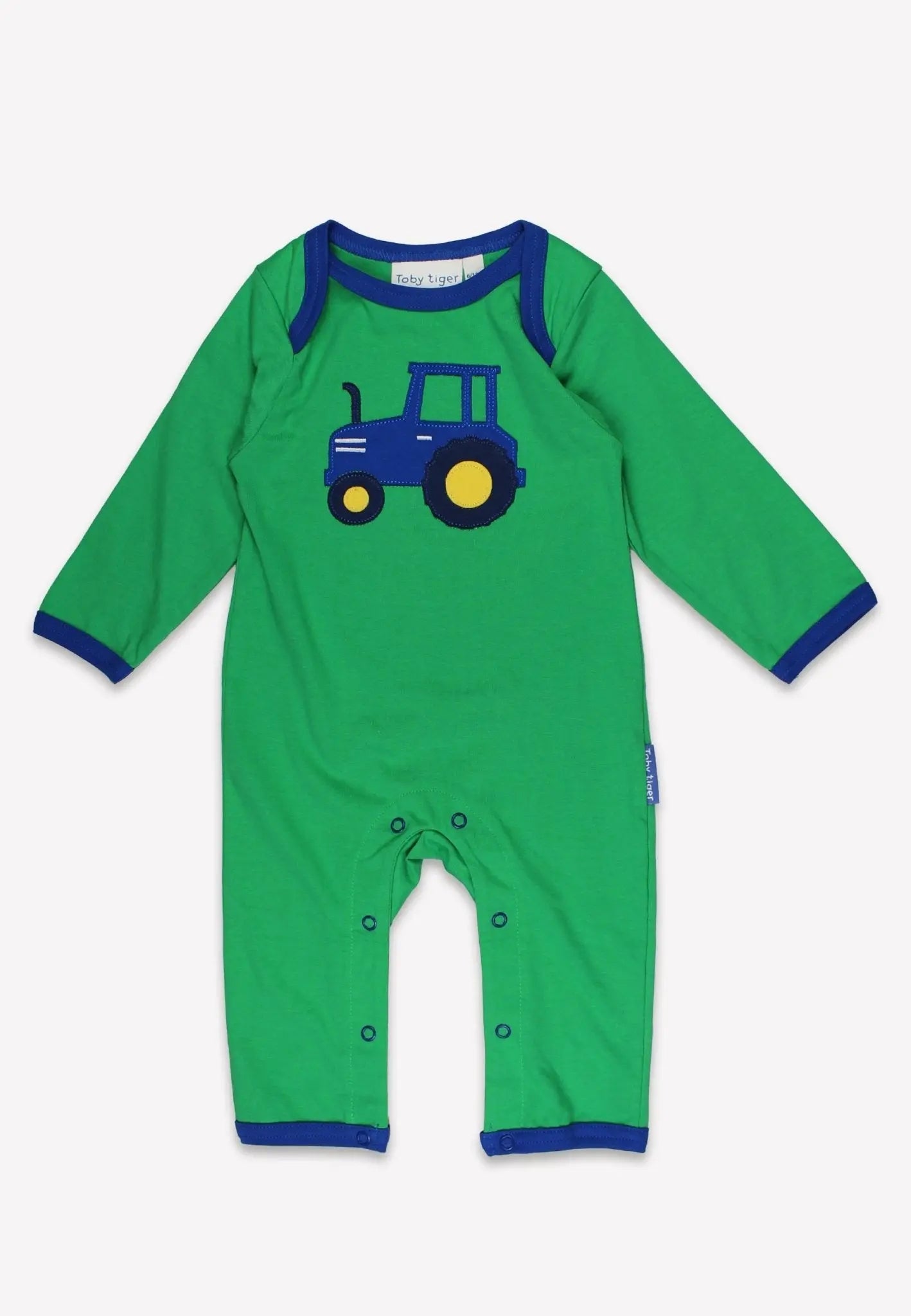 Organic Hillside Tractor Applique Sleepsuit Toby Tiger