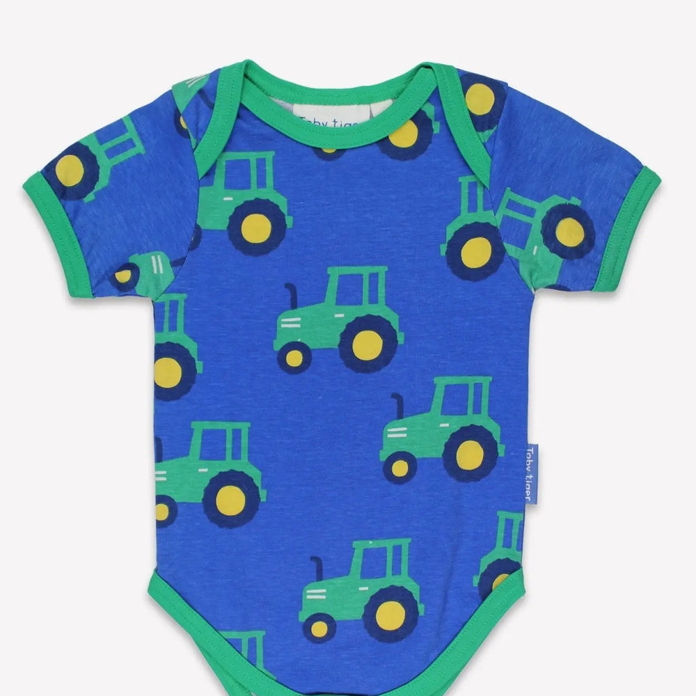Organic Hillside Tractor Print Baby Body Toby Tiger