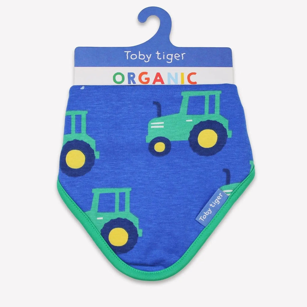 Organic Hillside Tractor Print Dribble Bib Toby Tiger