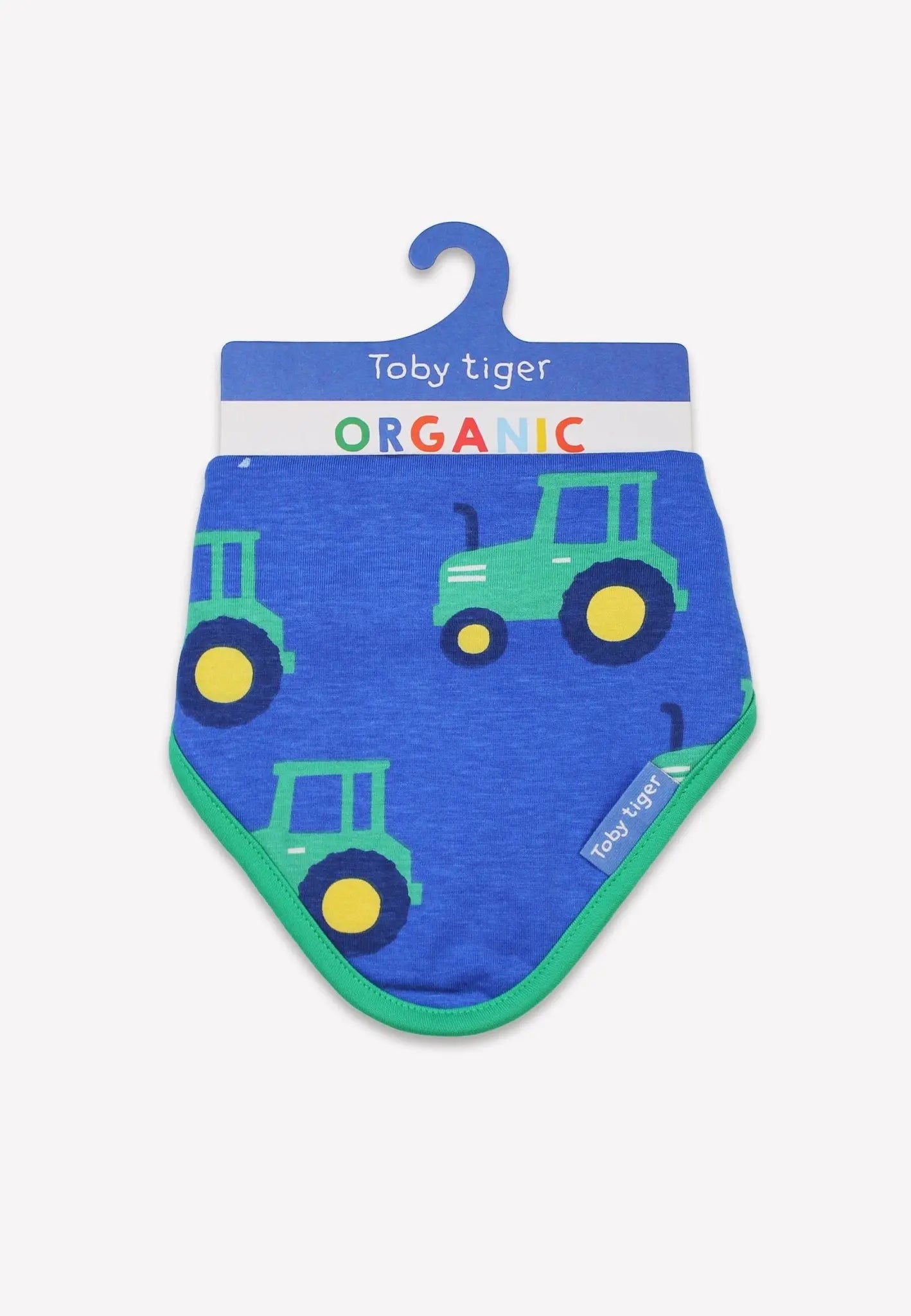 Organic Hillside Tractor Print Dribble Bib Toby Tiger