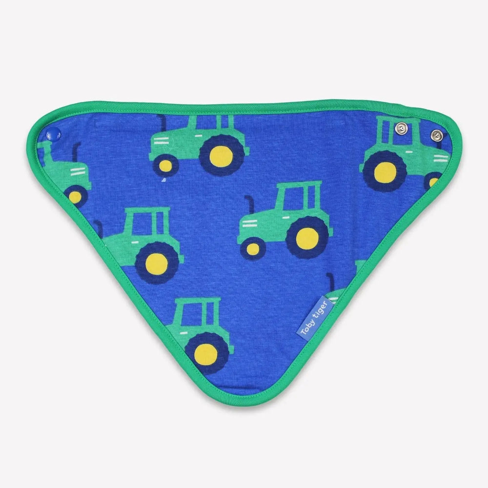 Organic Hillside Tractor Print Dribble Bib Toby Tiger