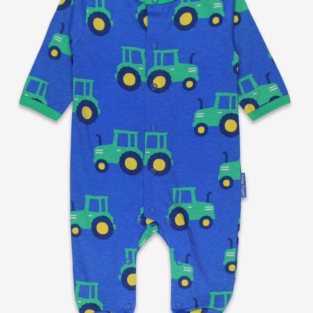 Organic Hillside Tractor Print Sleepsuit Toby Tiger