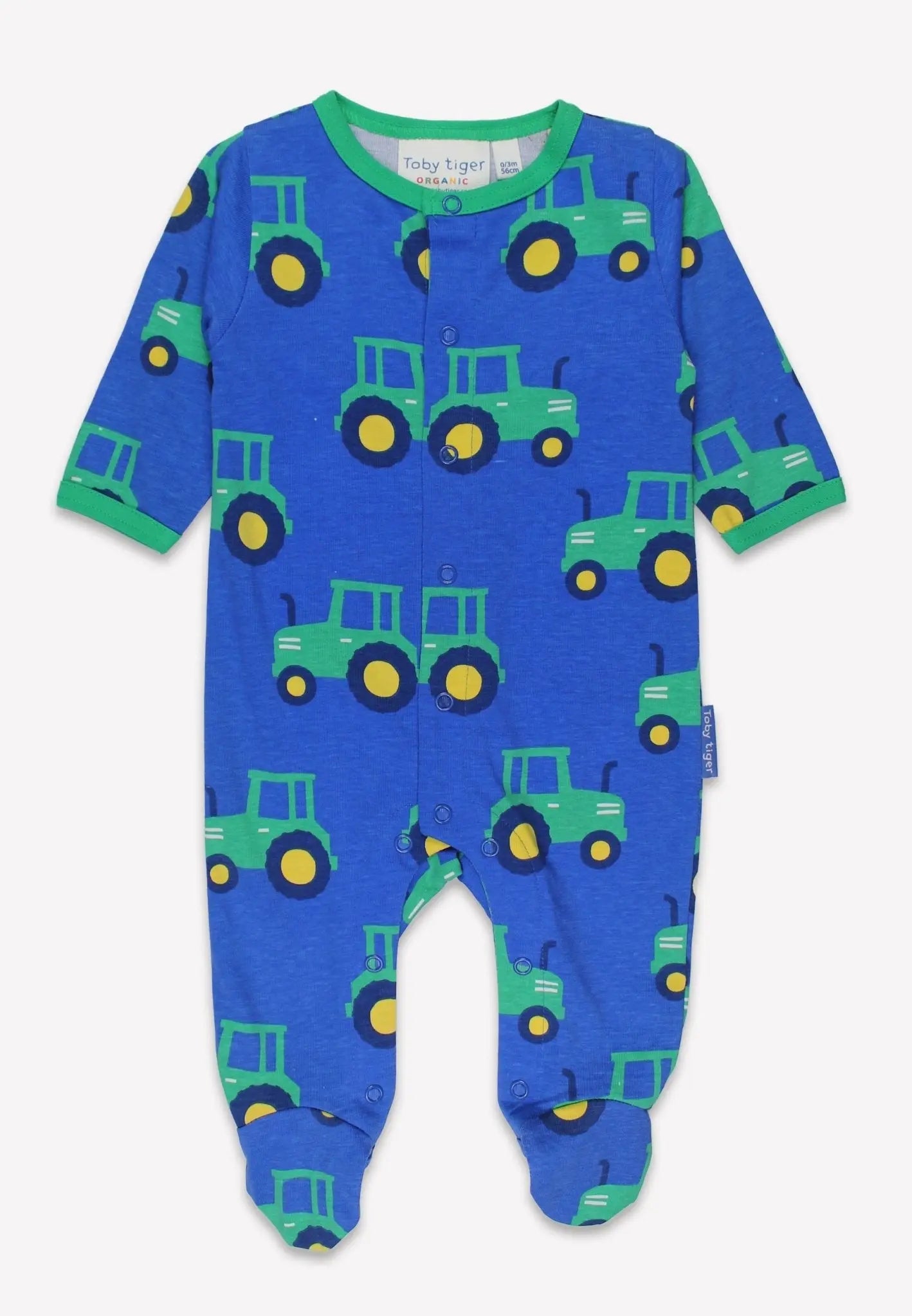 Organic Hillside Tractor Print Sleepsuit Toby Tiger