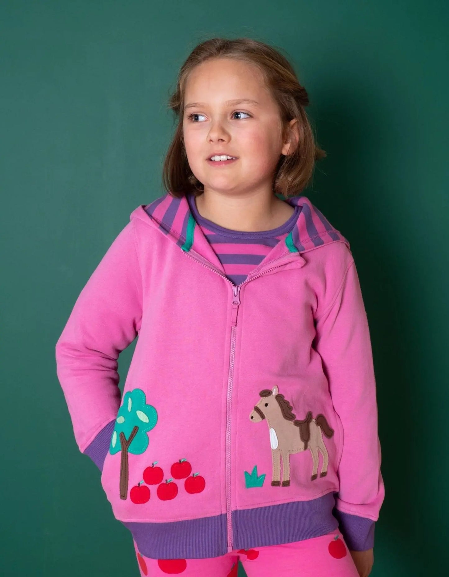 Organic Horse Applique Hoodie Toby Tiger