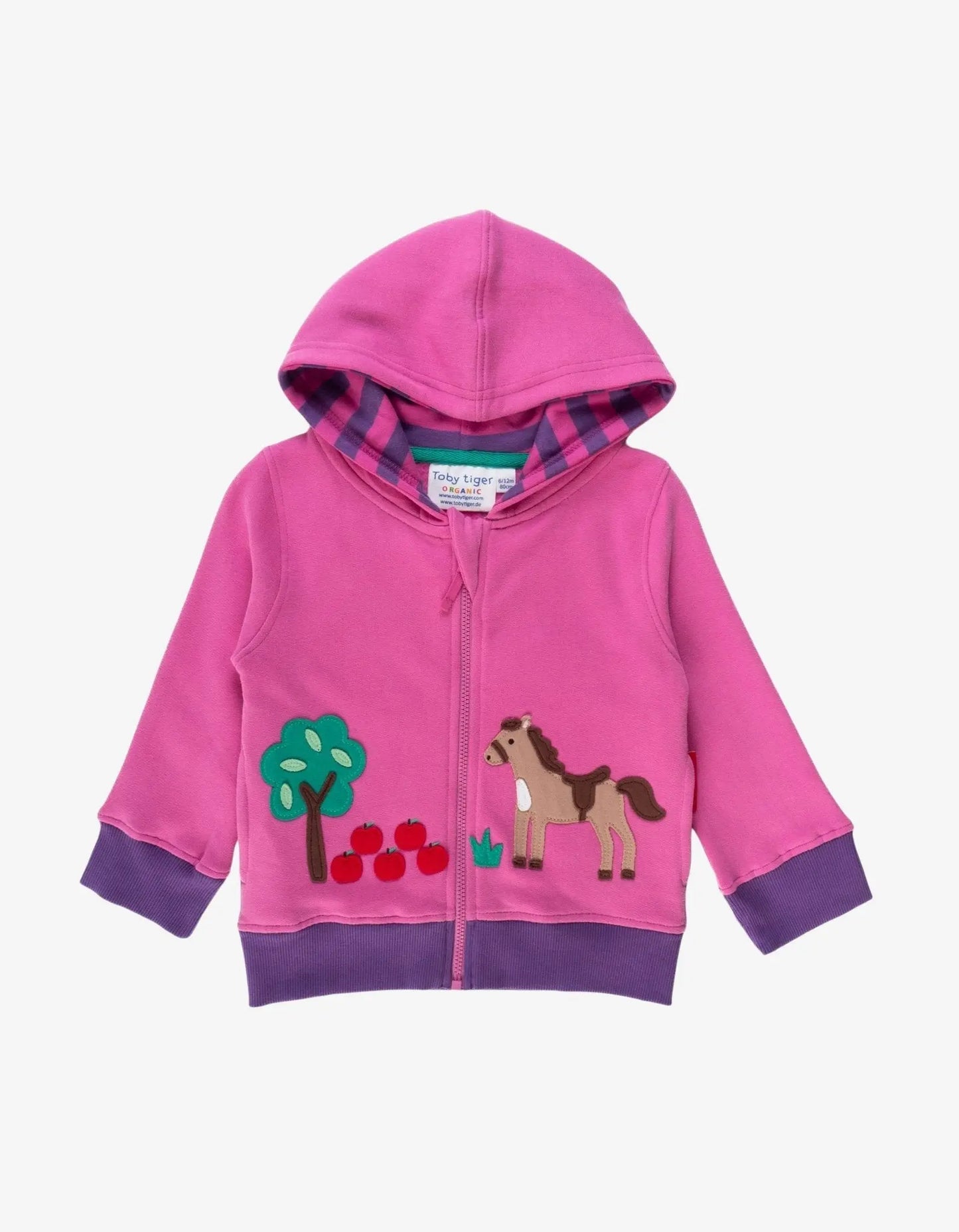 Organic Horse Applique Hoodie Toby Tiger