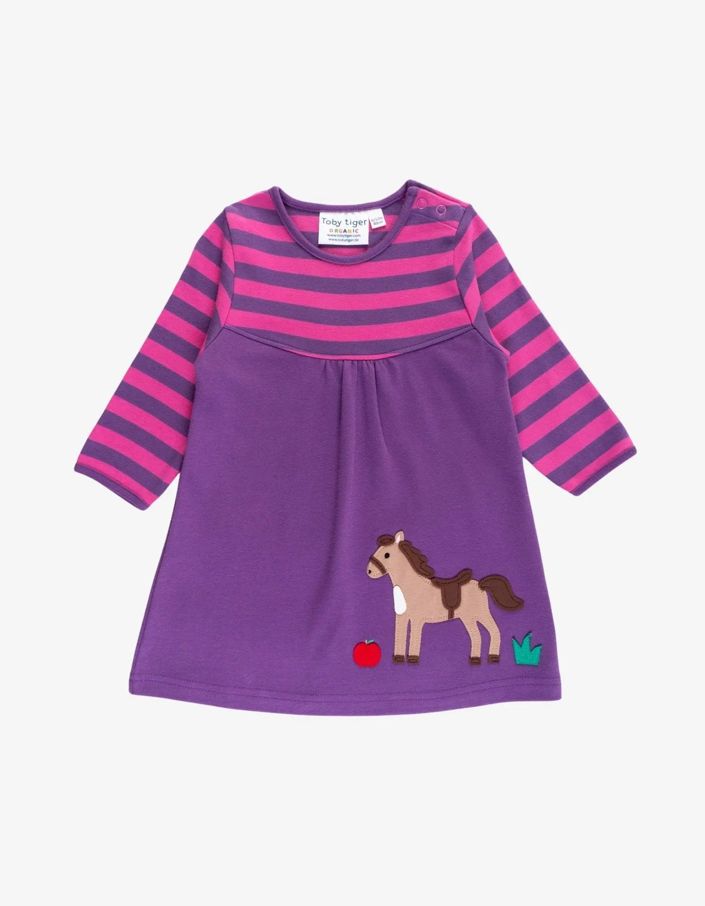 Organic Horse Applique Long-Sleeved Dress Toby Tiger