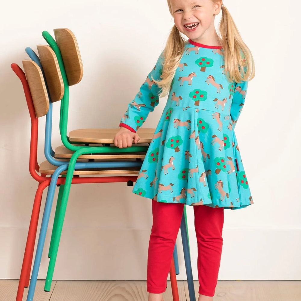 Organic Horse Print Skater Dress Toby Tiger