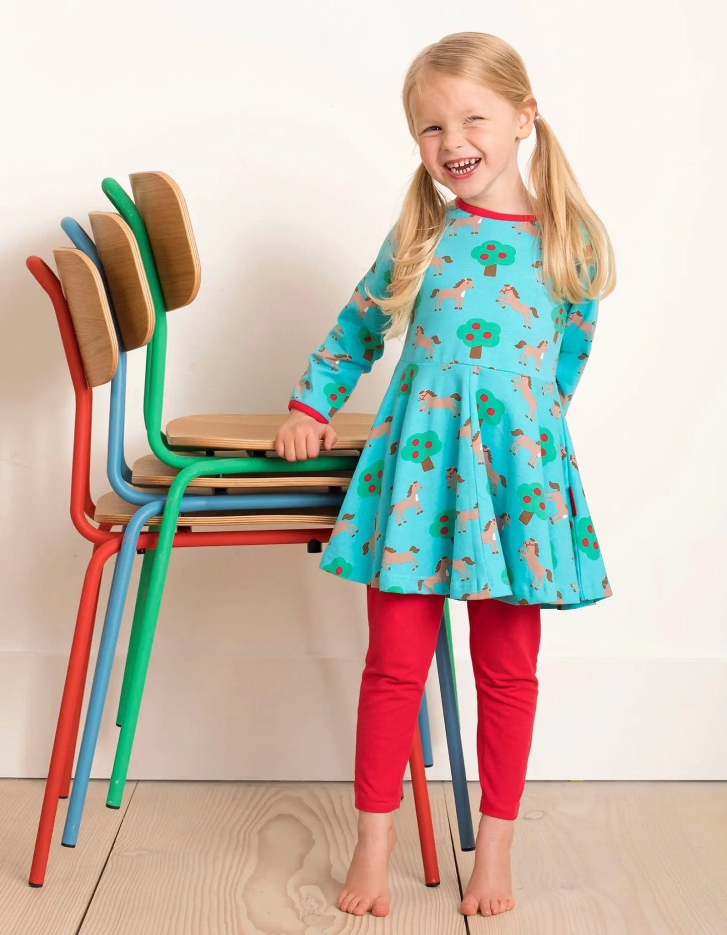 Organic Horse Print Skater Dress Toby Tiger
