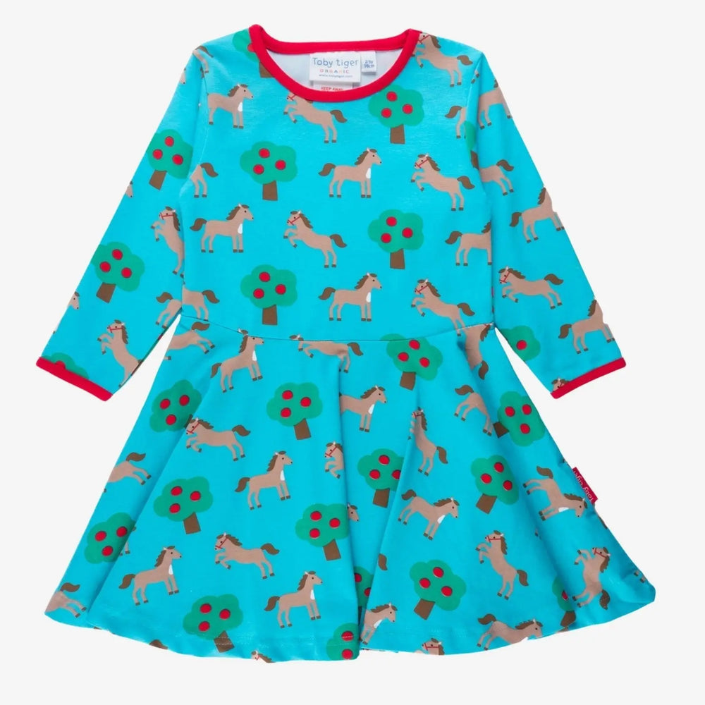 Organic Horse Print Skater Dress Toby Tiger
