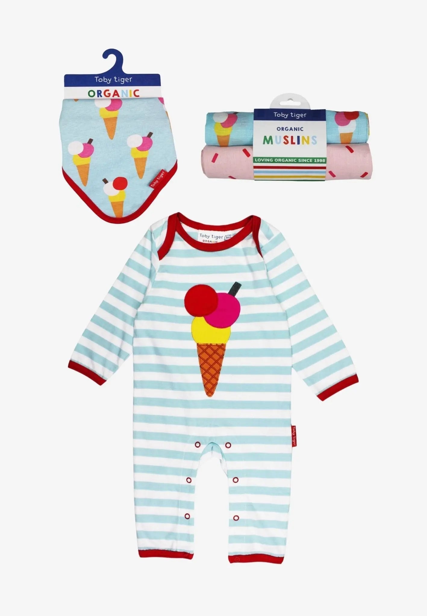 Organic Ice Cream Applique Baby Bundle Toby Tiger