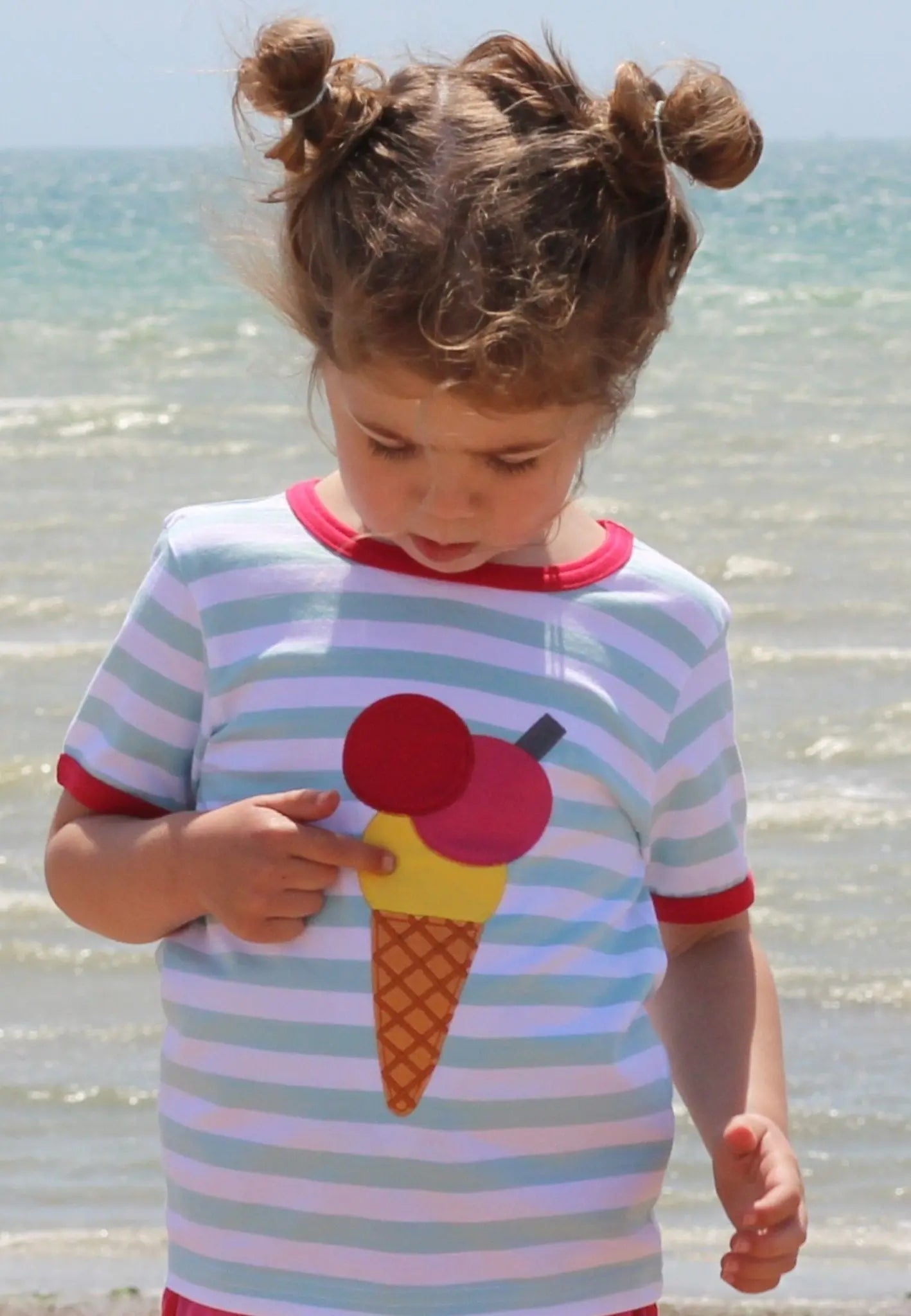 Organic Ice Cream Applique Short-Sleeved T-Shirt Toby Tiger