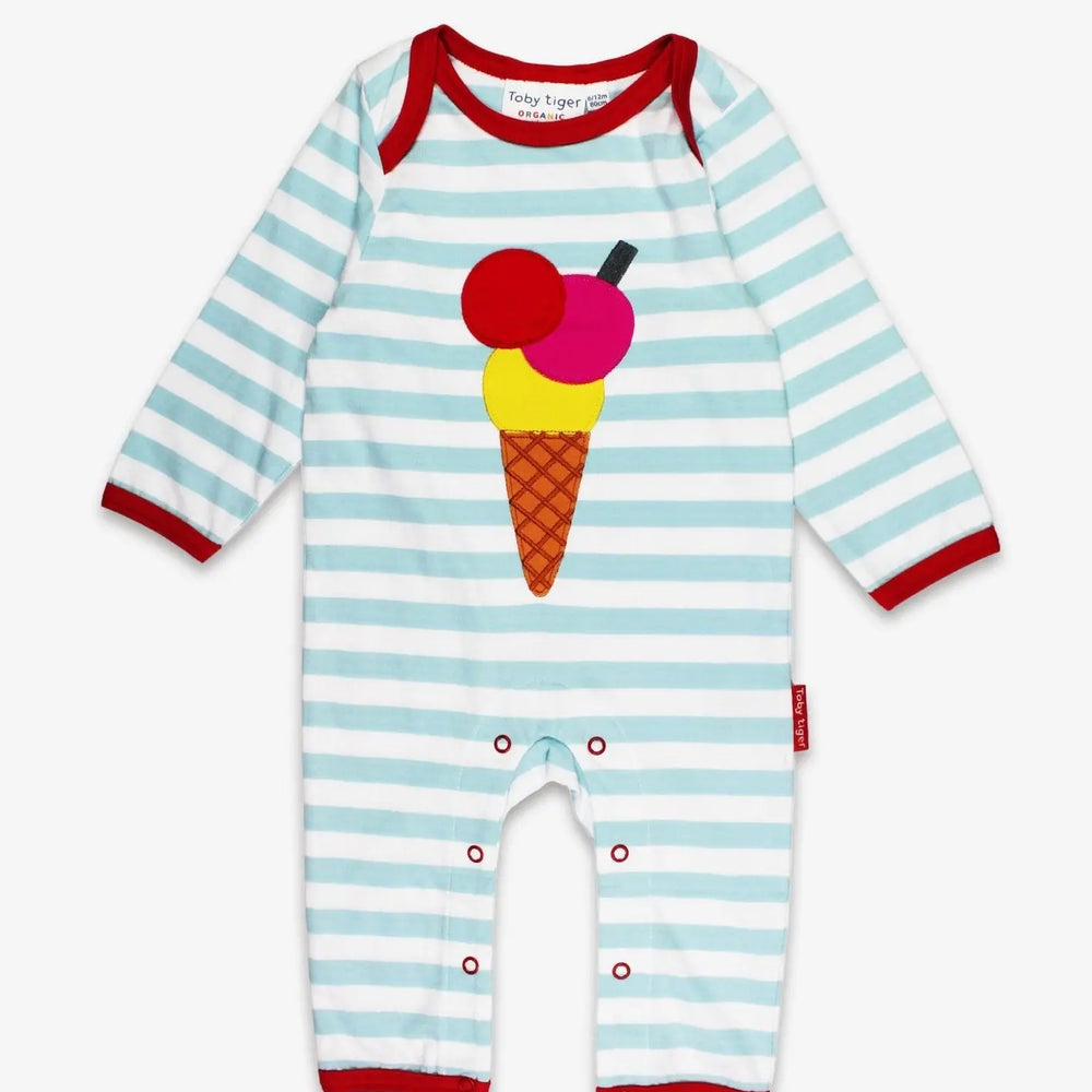 Organic Ice Cream Applique Sleepsuit Toby Tiger