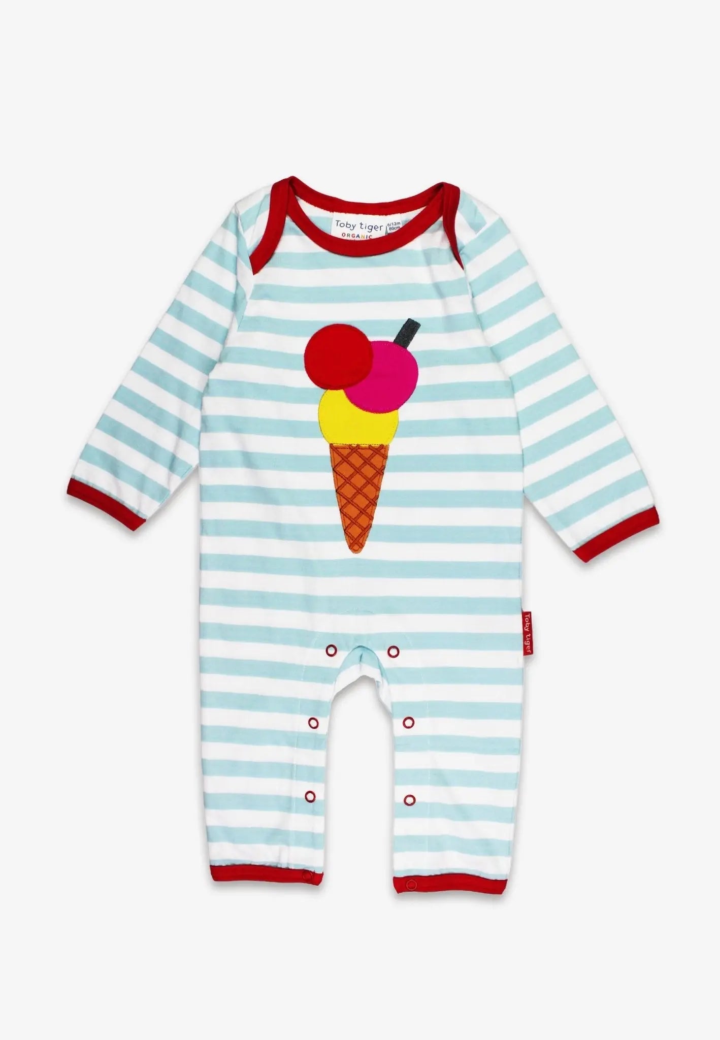 Organic Ice Cream Applique Sleepsuit Toby Tiger