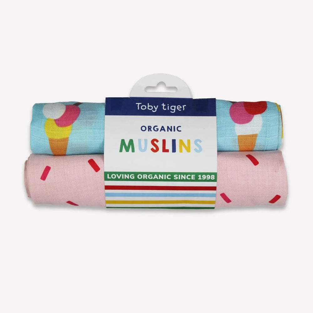 Organic Ice Cream Cones Print 2 Pack Muslins Toby Tiger