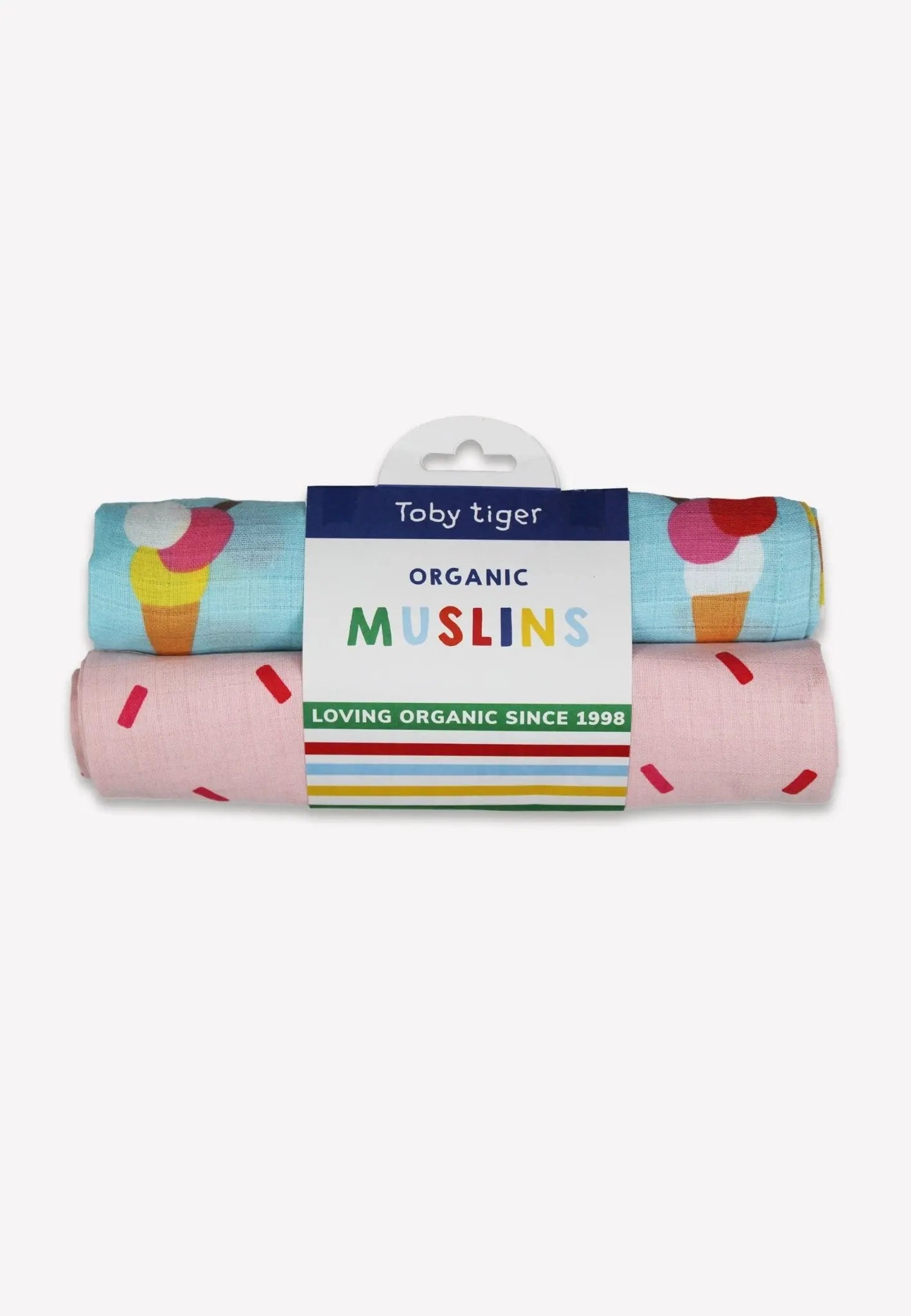 Organic Ice Cream Cones Print 2 Pack Muslins Toby Tiger