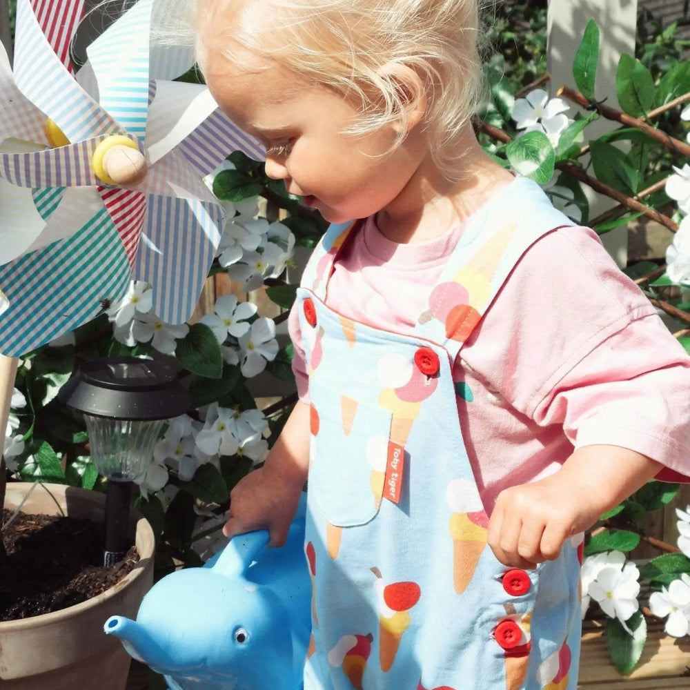 Organic Ice Cream Cones Print Dungaree Shorts Toby Tiger