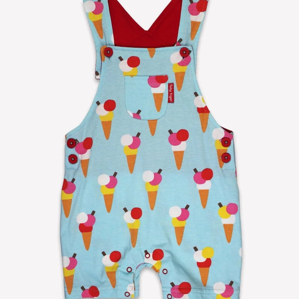 Organic Ice Cream Cones Print Dungaree Shorts Toby Tiger