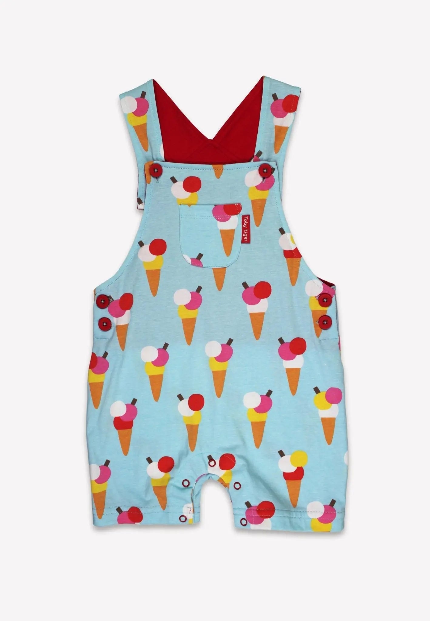 Organic Ice Cream Cones Print Dungaree Shorts Toby Tiger