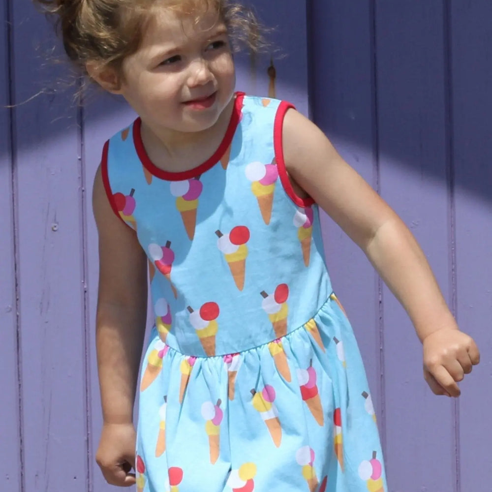 Organic Ice Cream Cones Print Summer Dress Toby Tiger