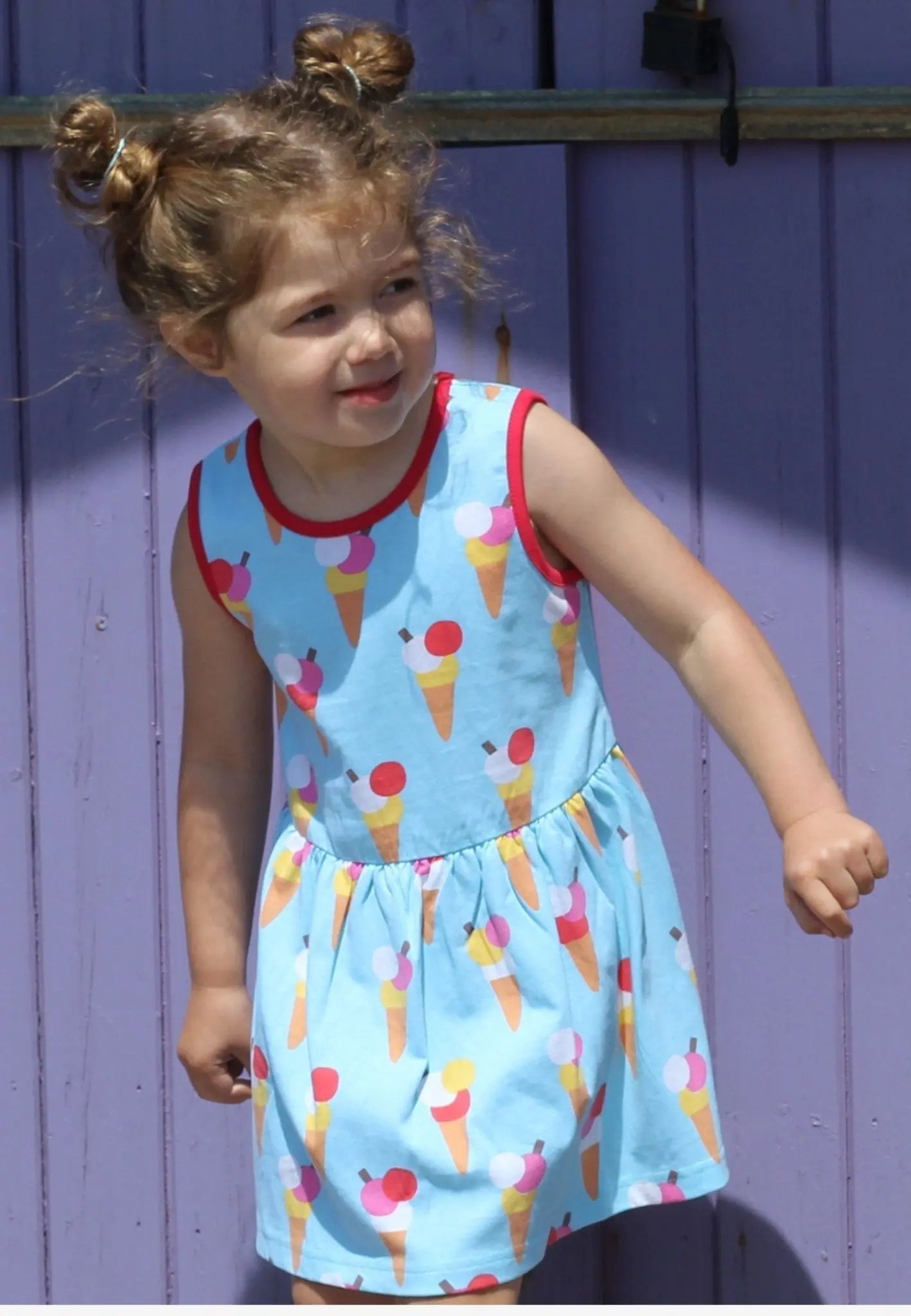 Organic Ice Cream Cones Print Summer Dress Toby Tiger