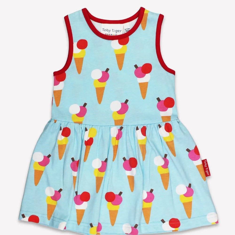 Organic Ice Cream Cones Print Summer Dress Toby Tiger