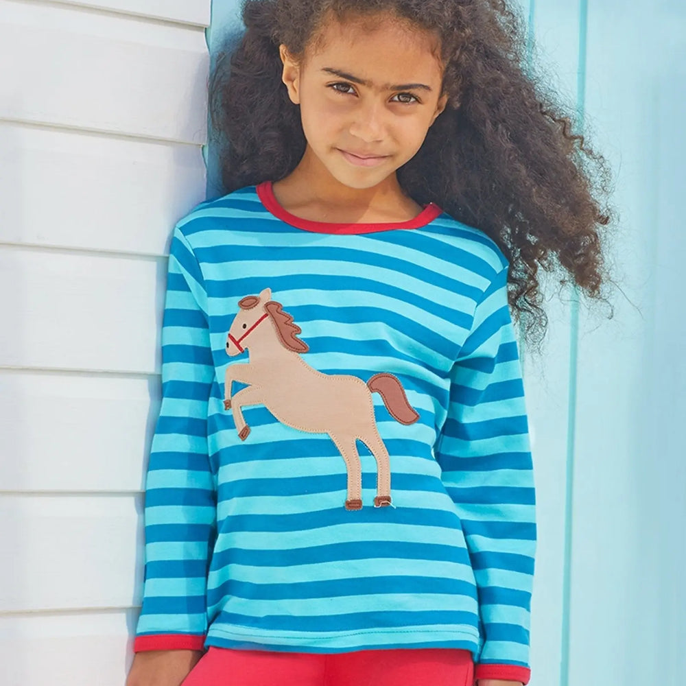 Organic Jumping Horse Applique Long-Sleeved T-Shirt Toby Tiger