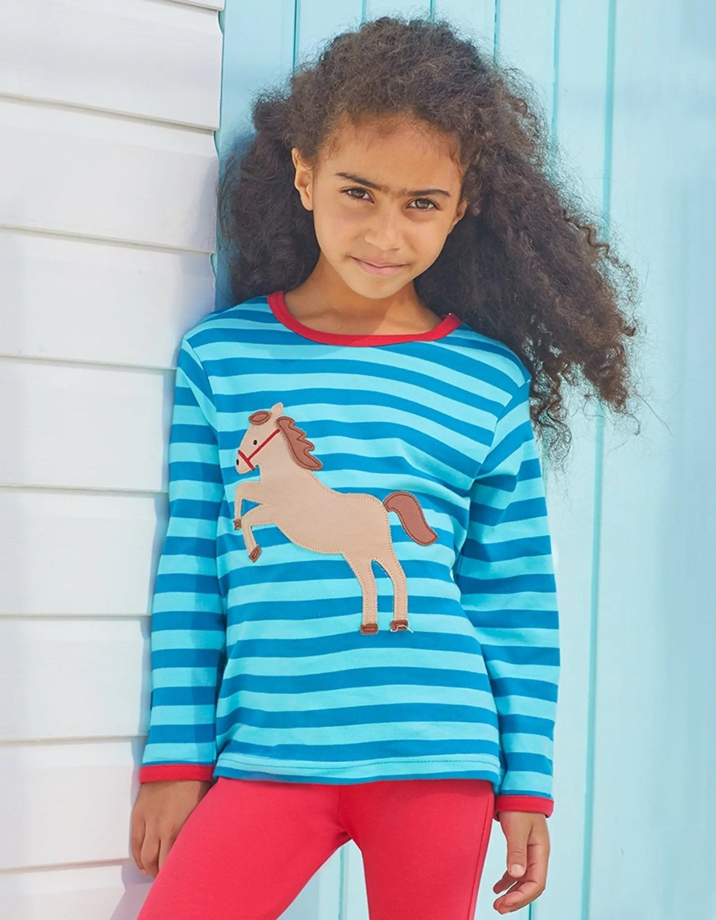 Organic Jumping Horse Applique Long-Sleeved T-Shirt Toby Tiger