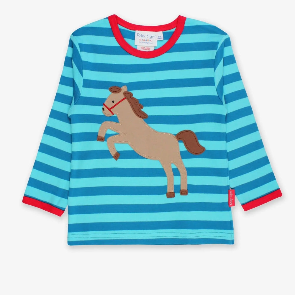 Organic Jumping Horse Applique Long-Sleeved T-Shirt Toby Tiger