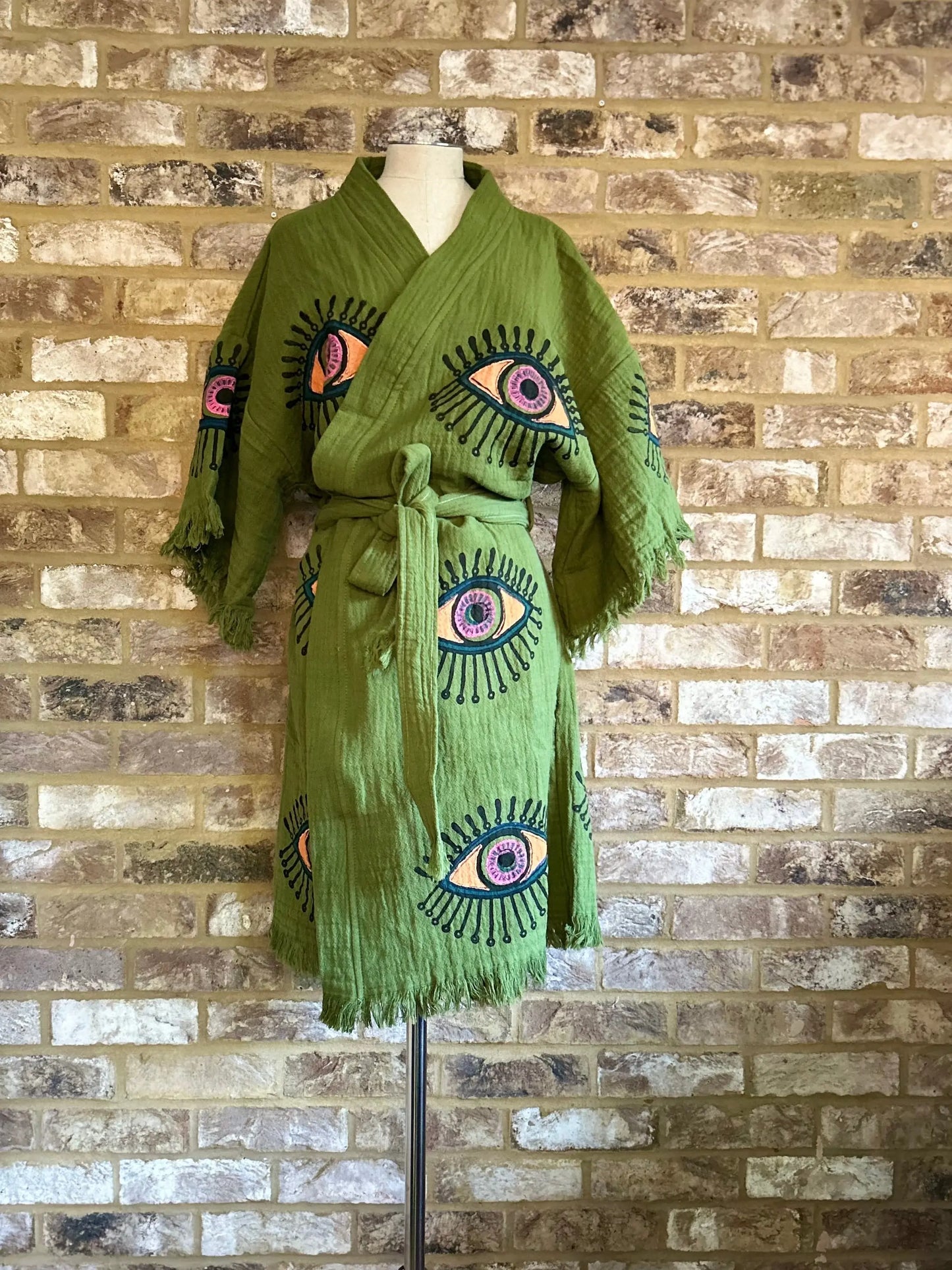 Organic Kimono in Khaki: Short Loome Lifestyle