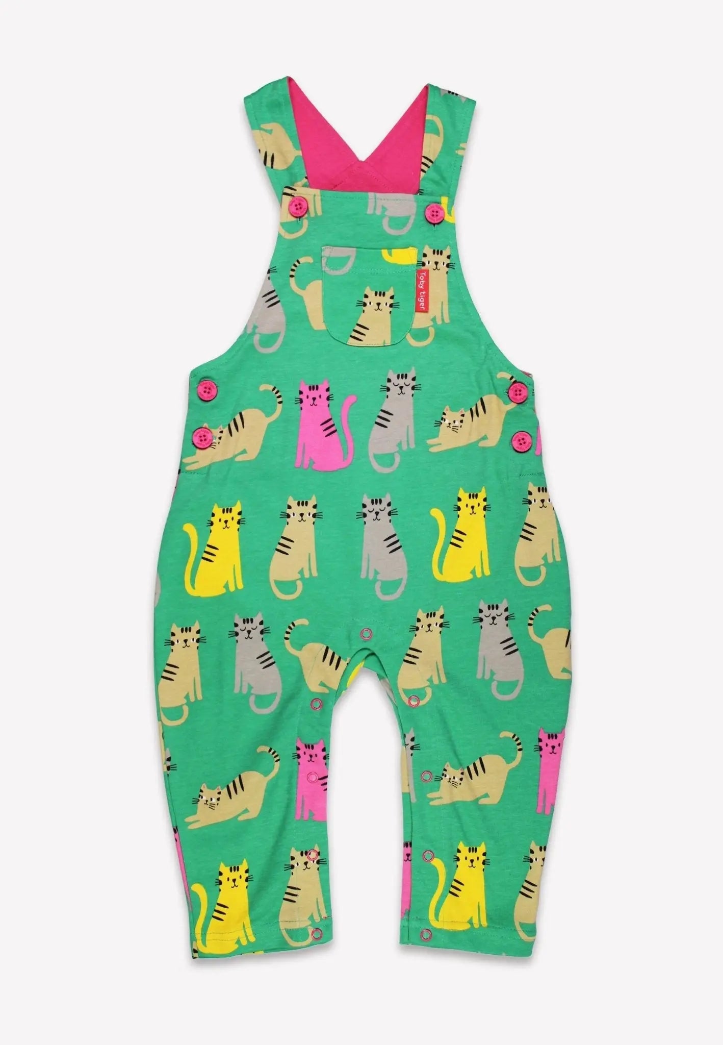 Organic Kitten Print Dungarees Toby Tiger