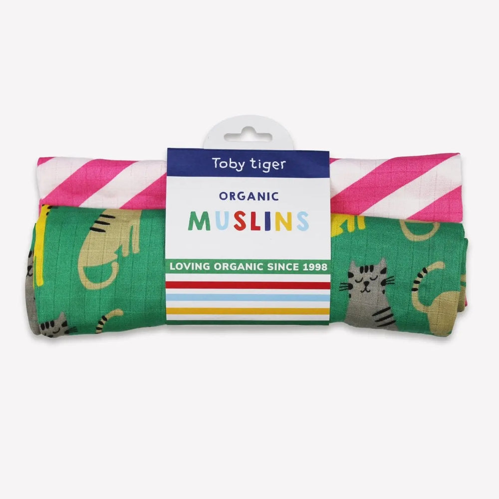 Organic Kitten Print Muslin 2-Pack Toby Tiger