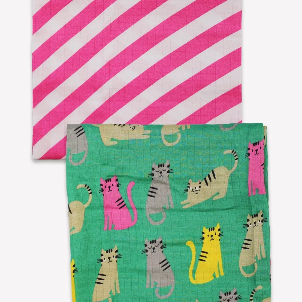 Organic Kitten Print Muslin 2-Pack Toby Tiger