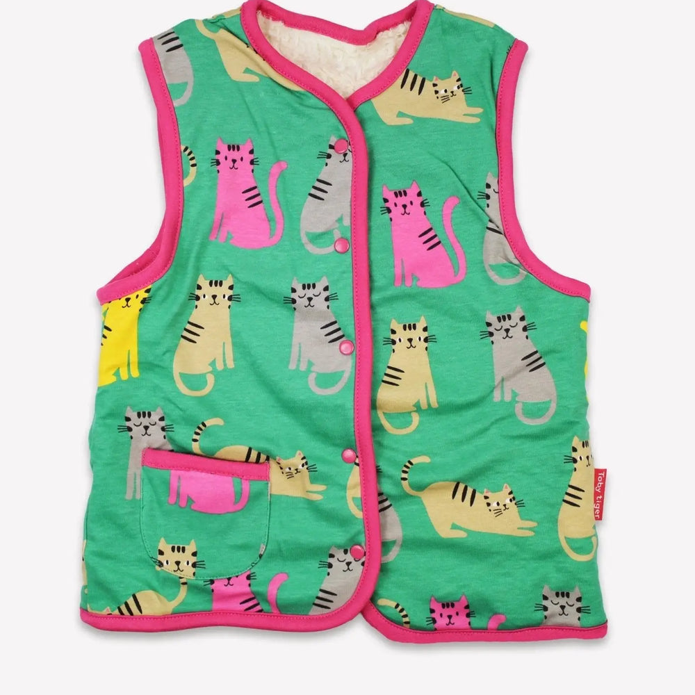 Organic Kitten Print Reversible Gilet Toby Tiger