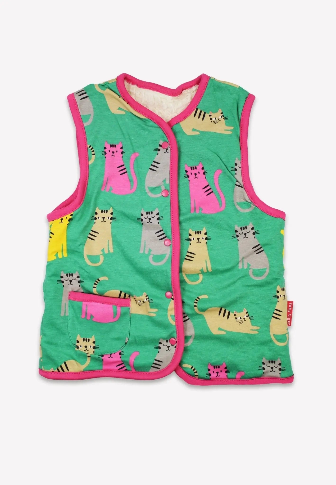Organic Kitten Print Reversible Gilet Toby Tiger