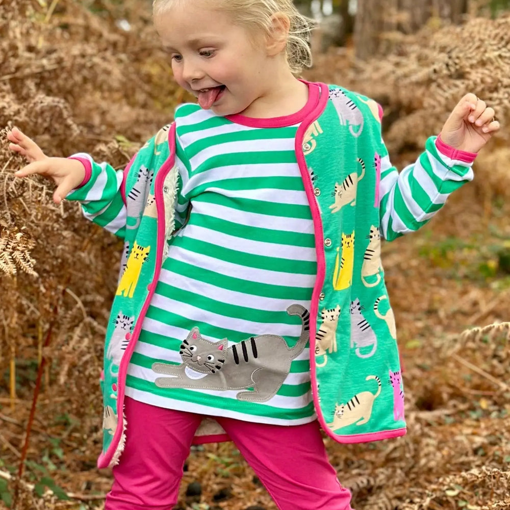 Organic Kitten Print Reversible Gilet Toby Tiger