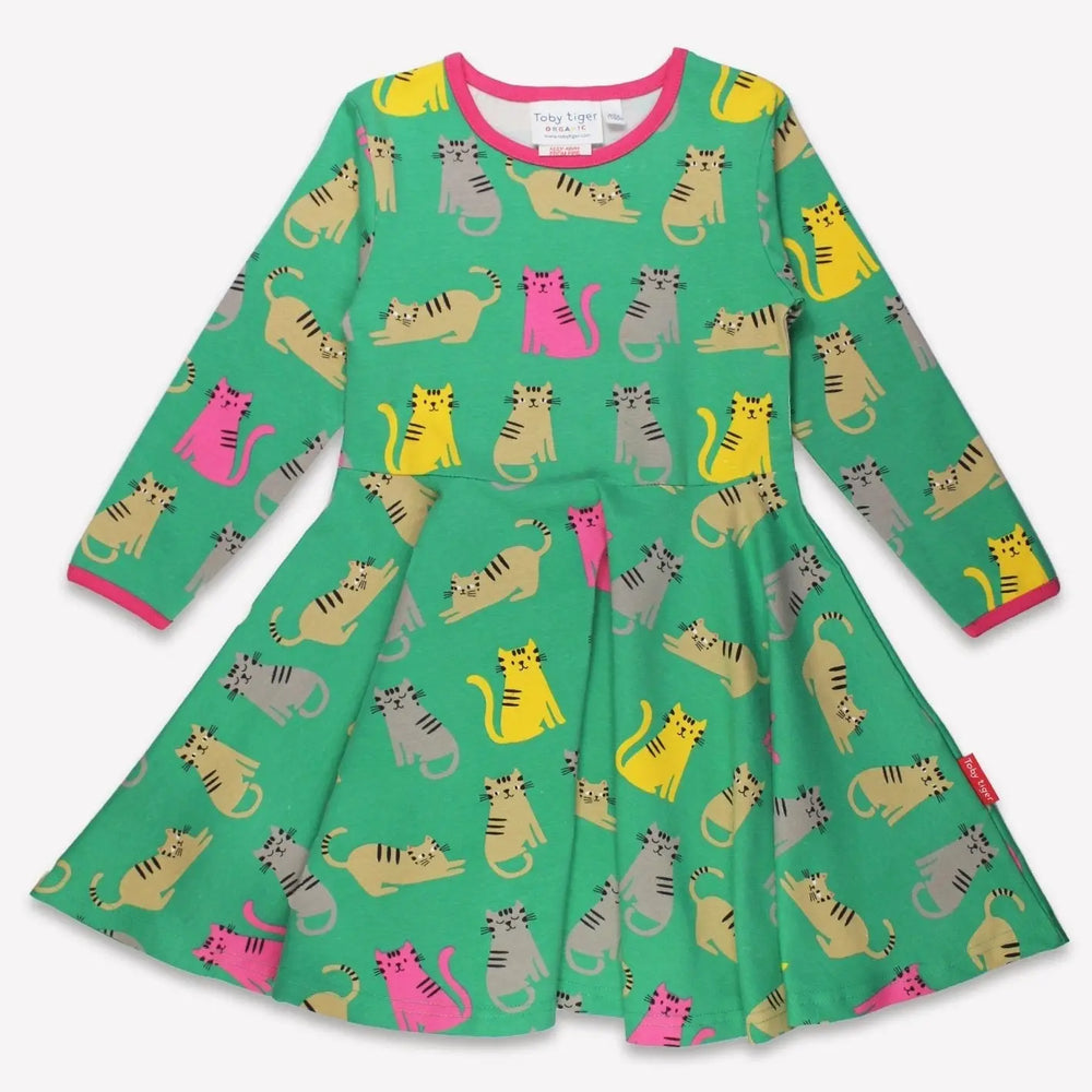 Organic Kitten Print Skater Dress Toby Tiger